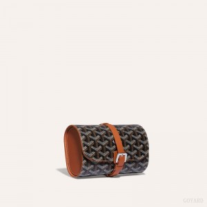 Goyard DOUBLE TRAVEL WATCH CASE Accessories Svarte Brune | GY-GVC8256
