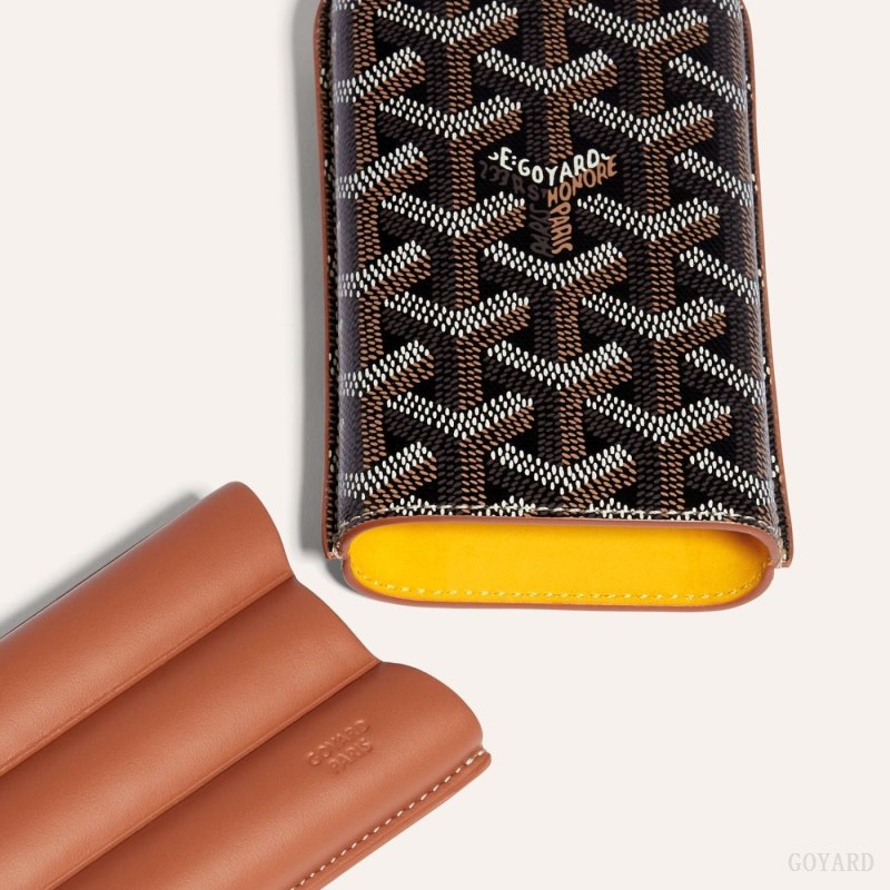 Goyard CHURCHILL 3 CIGAR CASE Etui Veske Svarte Brune | GY-LYI0877