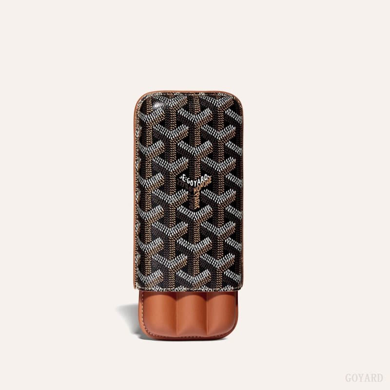 Goyard CHURCHILL 3 CIGAR CASE Etui Veske Svarte Brune | GY-LYI0877