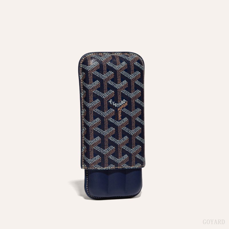 Goyard CHURCHILL 3 CIGAR CASE Etui Veske Marineblå Blå | GY-FAQ7877