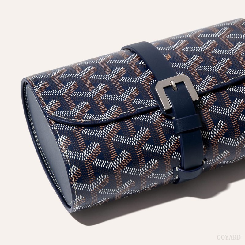 Goyard DOUBLE TRAVEL WATCH CASE Accessories Marineblå Blå | GY-PVK6124