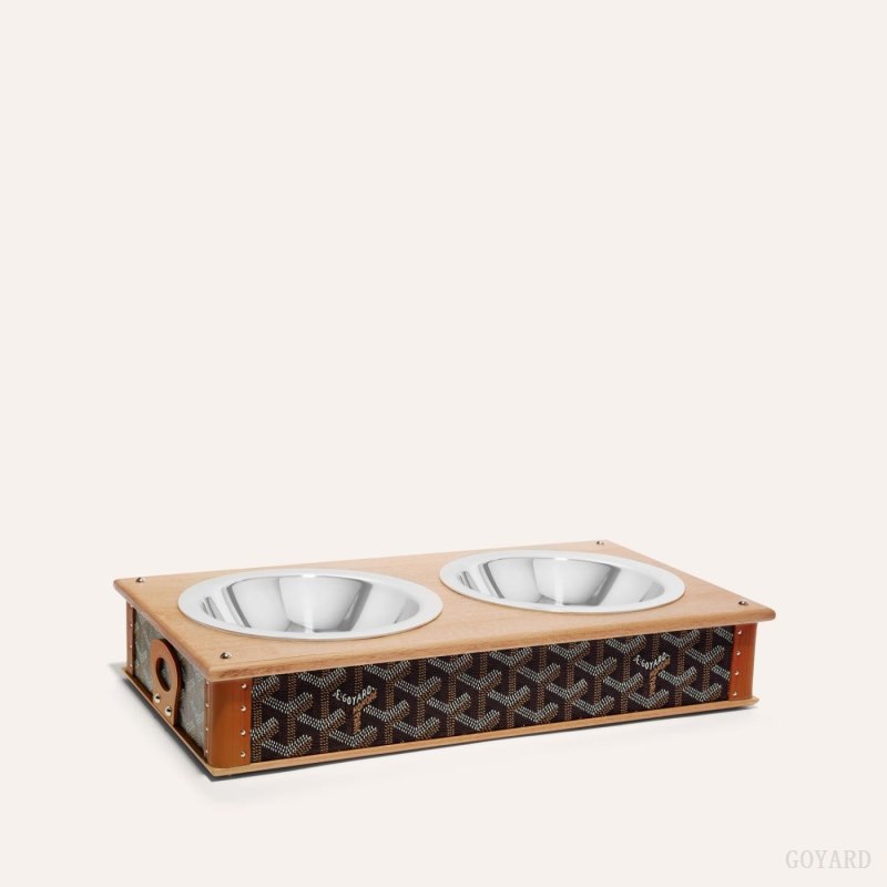 Goyard EDMOND DOUBLE BOWL Accessories Svarte Brune | GY-UME7660