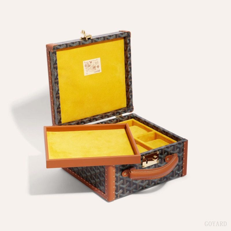 Goyard JOUX 6 WATCH CASE Boxes Svarte Brune | GY-IFD1624