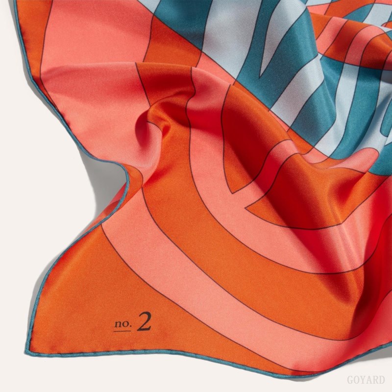 Goyard SCARF N°2 Skjerf Oransje Marineblå Blå | GY-NLJ9894