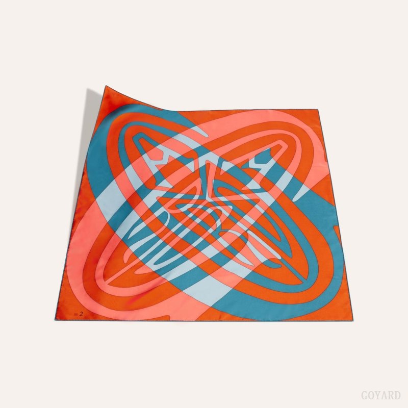 Goyard SCARF N°2 Skjerf Oransje Marineblå Blå | GY-NLJ9894