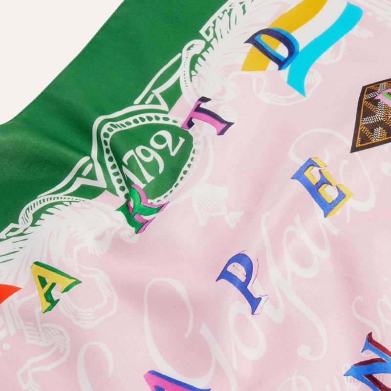 Goyard SCARF N°3 Skjerf Grønn Rosa | GY-RNH9566