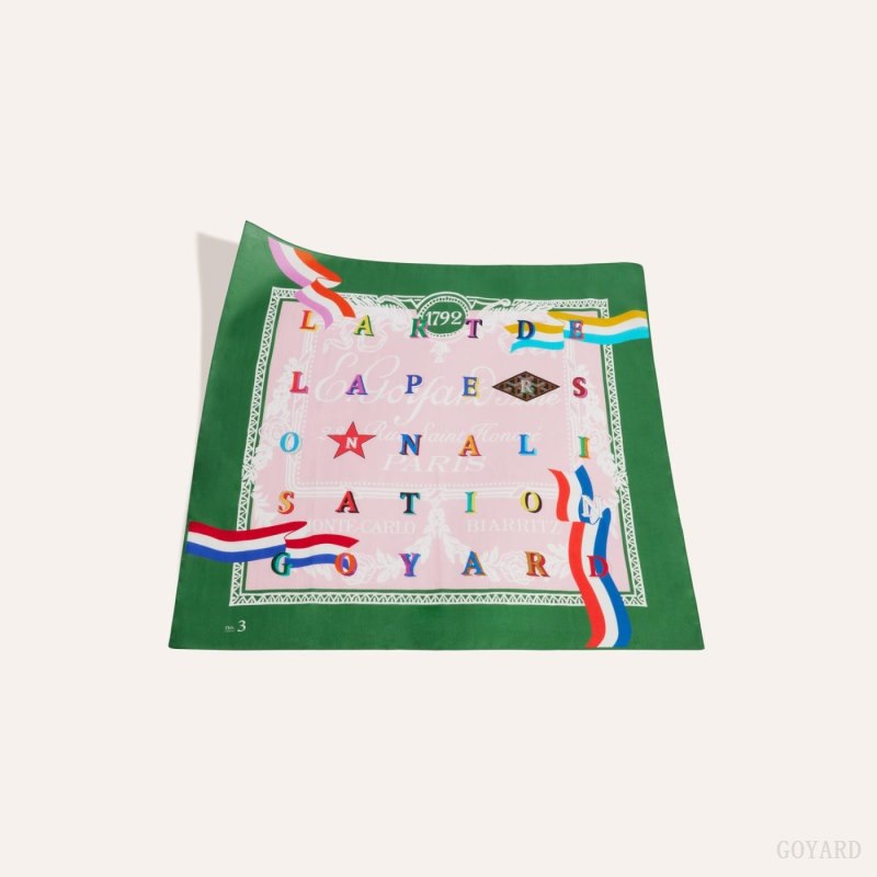 Goyard SCARF N°3 Skjerf Grønn Rosa | GY-RNH9566
