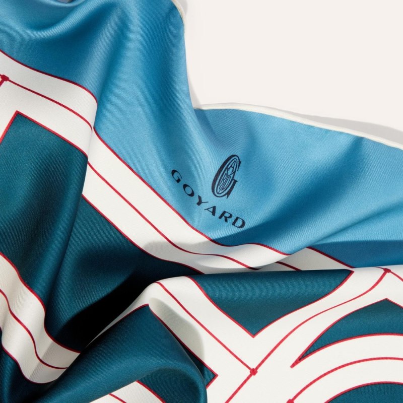 Goyard SCARF N°4 Skjerf Marineblå Blå Burgunder | GY-GHE0797