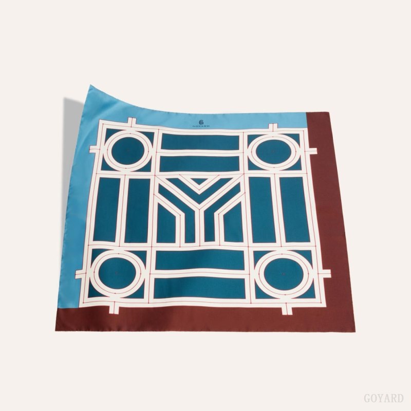 Goyard SCARF N°4 Skjerf Marineblå Blå Burgunder | GY-GHE0797