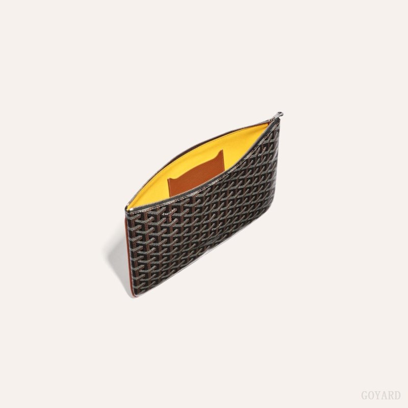 Goyard SÉNAT MM POCKET Accessories Svarte Brune | GY-PFY0478