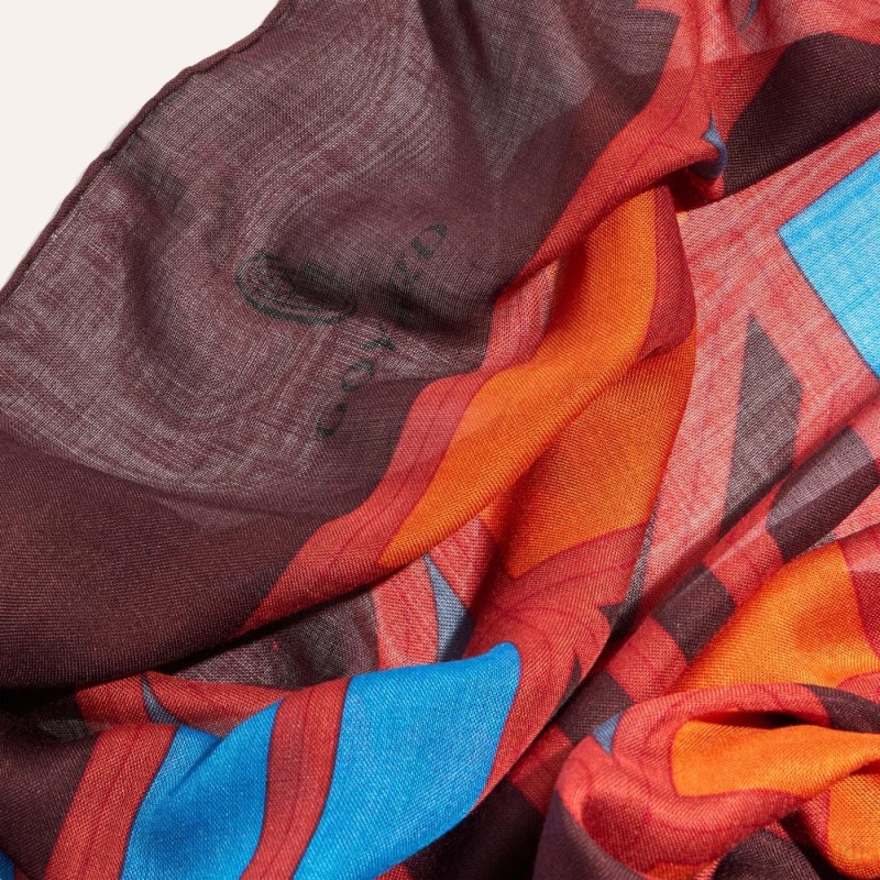 Goyard Shawl N°4 Skjerf Burgunder Oransje | GY-UNP4167