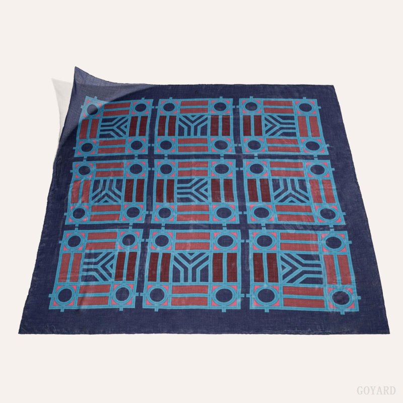 Goyard Shawl N°4 Skjerf Marineblå Blå Burgunder | GY-AAM4818